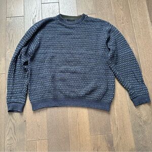 Bill Blass Navy Textured Crewneck Sweater Size Large